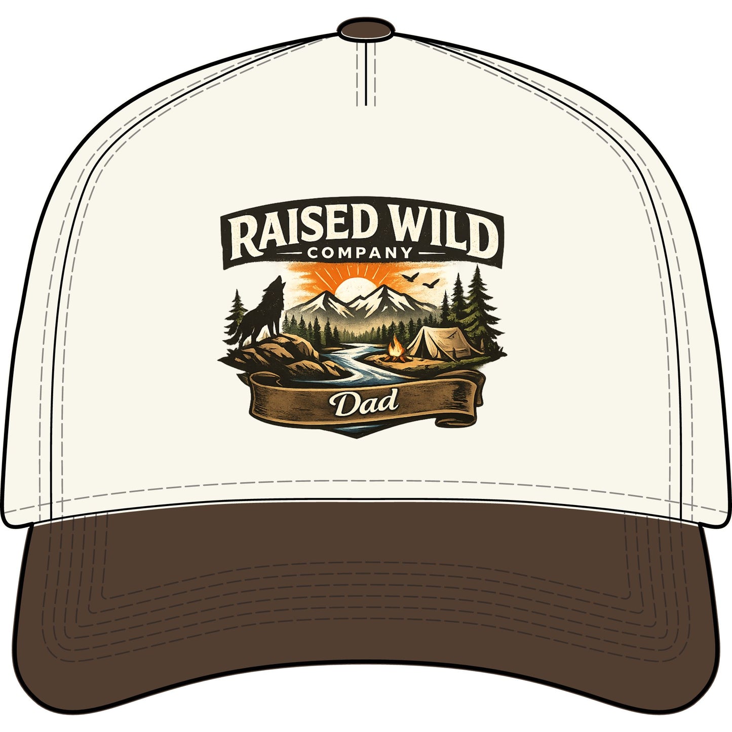 Raised Wild Dad Two-Tone Truckers Hat — Outdoor Camping Cap