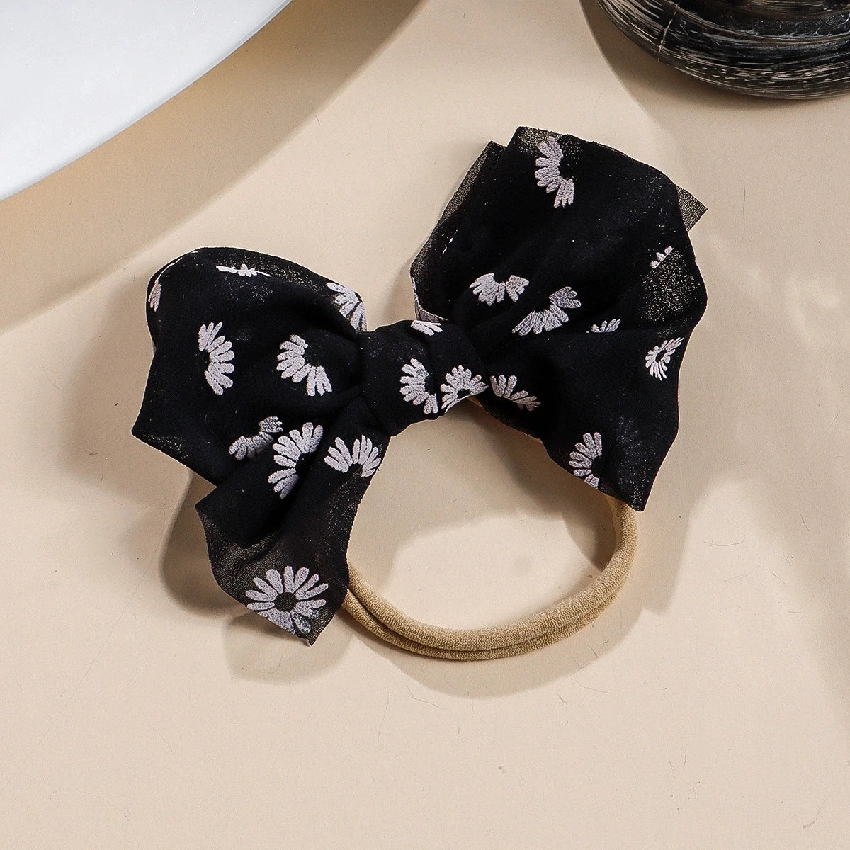 Baby Bows Headband Infant Daisy Flower Nylon Turban Newborn Hair Accessories Girl Soft Mesh Elastic Hairbands Kids Headwear