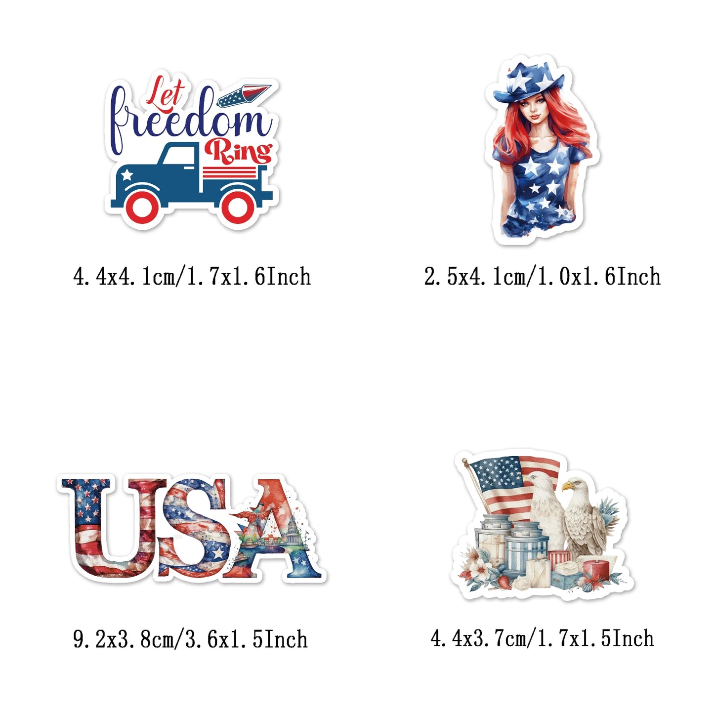 53-Piece Patriotic American Flag Sticker Pack | Vinyl 4th of July Decals