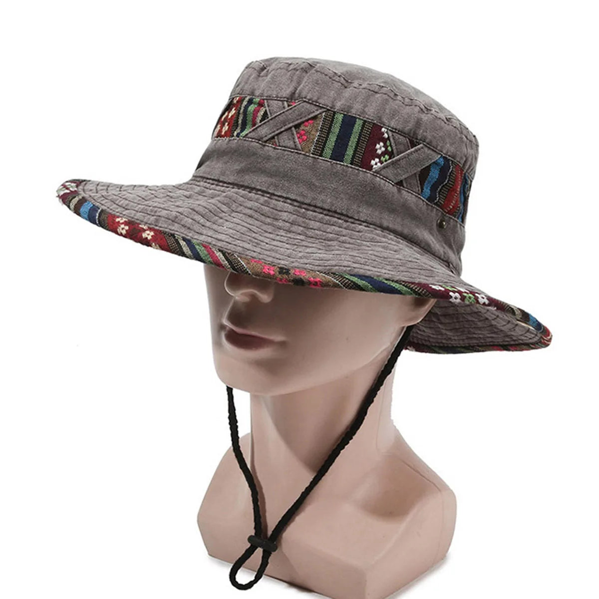Bohemian Denim Washed Fisherman Hat | Retro Bucket Hat | Unisex Outdoor