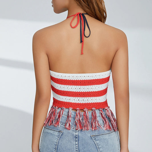 Women's Stars & Stripes Knit Halter Camisole | 4th of July | S–XXL