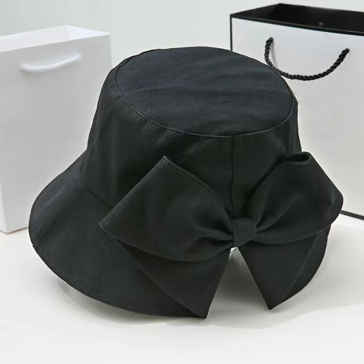 Women's Wide Brim Bow Decor Sun Hat | Japanese Style Bucket Hat | UV Protection