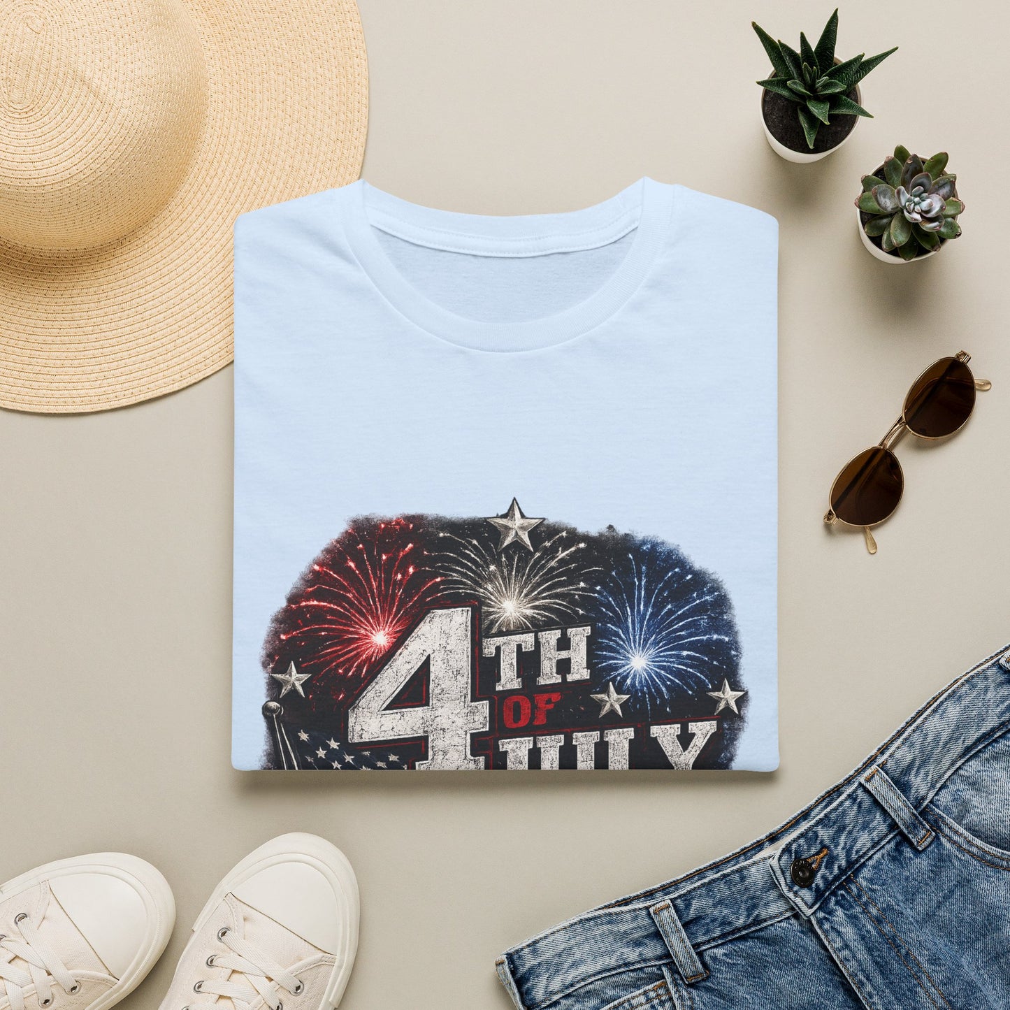 4th of July USA T-Shirt — Patriotic Fireworks Tee