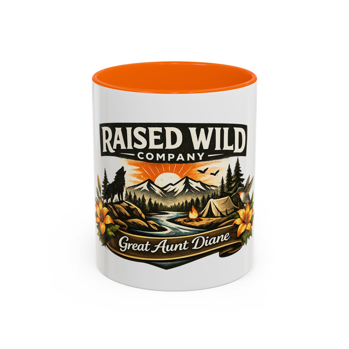 Raised Wild Company Camping Coffee Mug – Personalized “Great Aunt Diane” Gift