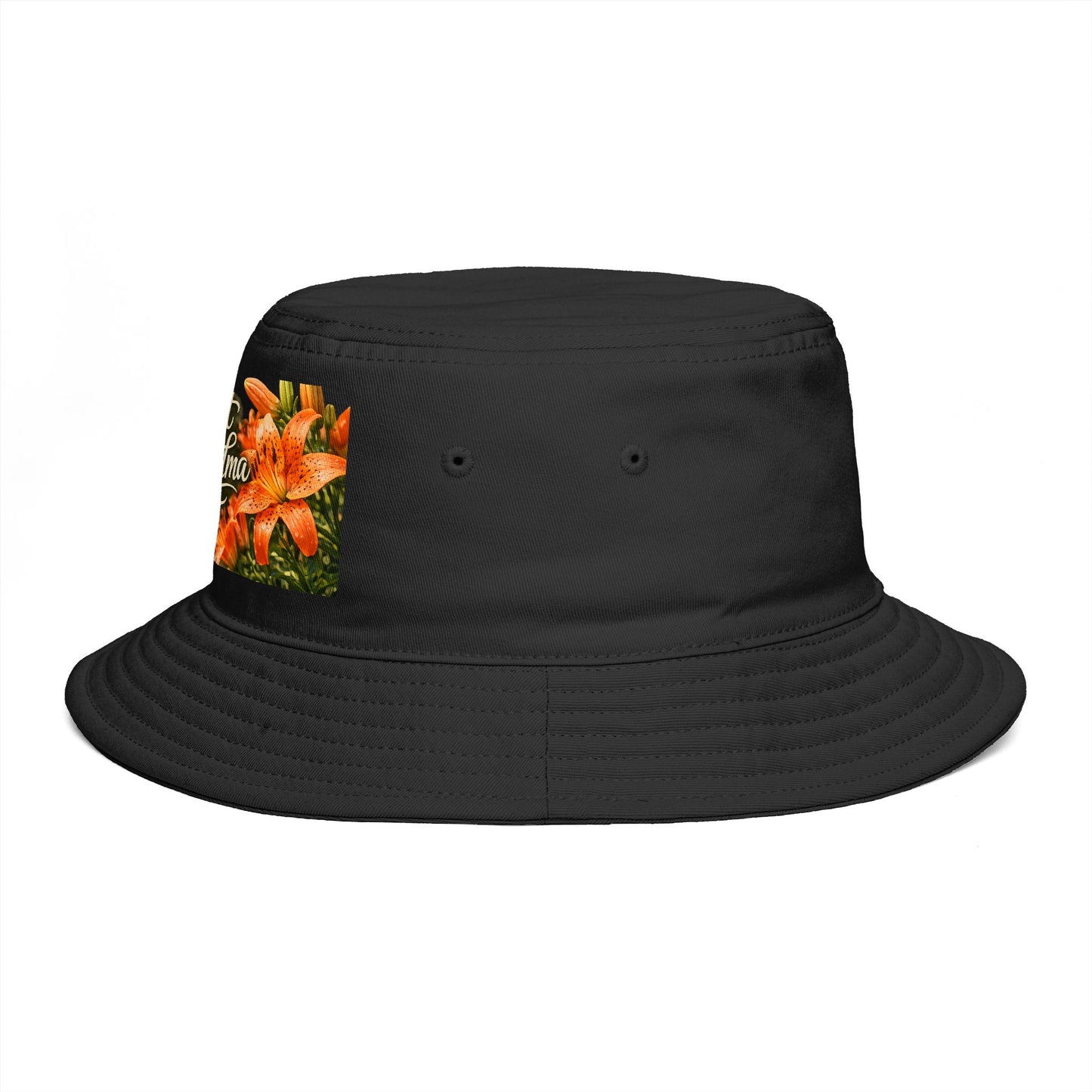 Great Grandma Floral Bucket Hat — Vintage Hummingbird & Lily Gift