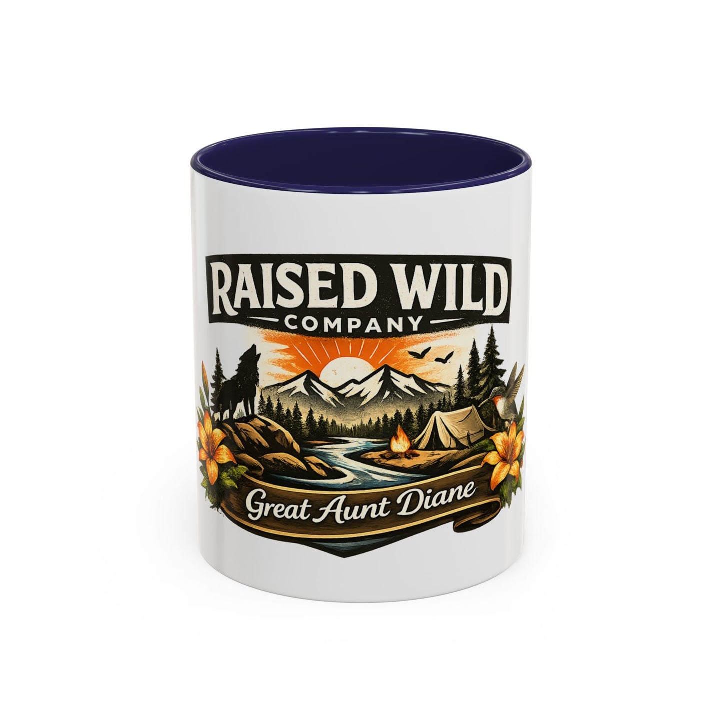 Raised Wild Company Camping Coffee Mug – Personalized “Great Aunt Diane” Gift
