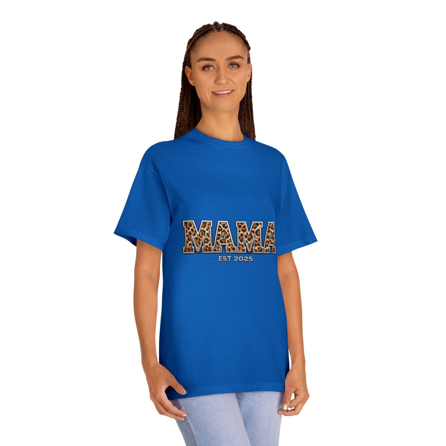Mama Leopard Print Tee — "MAMA" Est. 1985 Graphic Shirt