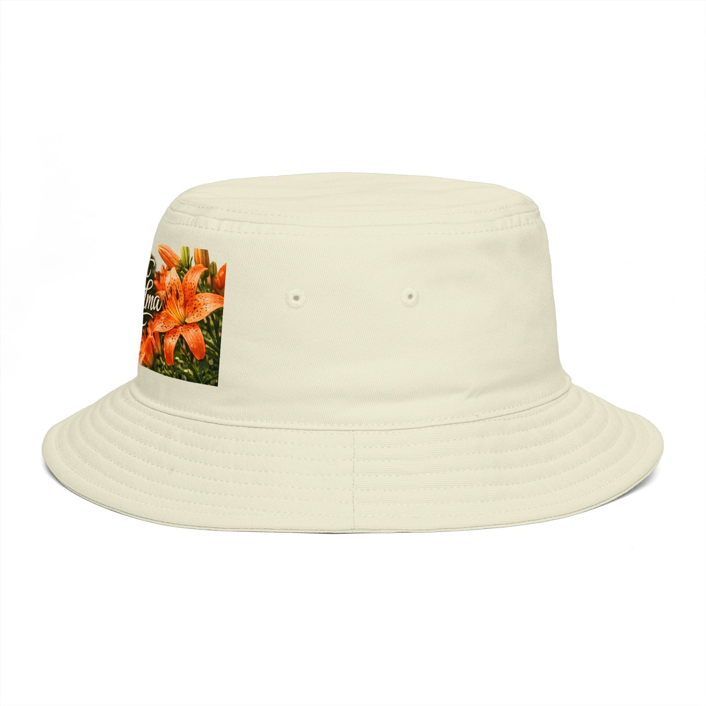 Great Grandma Floral Bucket Hat — Vintage Hummingbird & Lily Gift