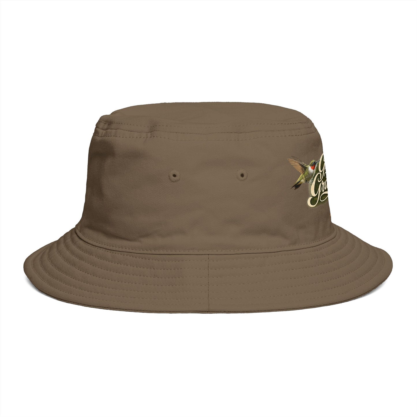Great Grandma Floral Bucket Hat — Vintage Hummingbird & Lily Gift