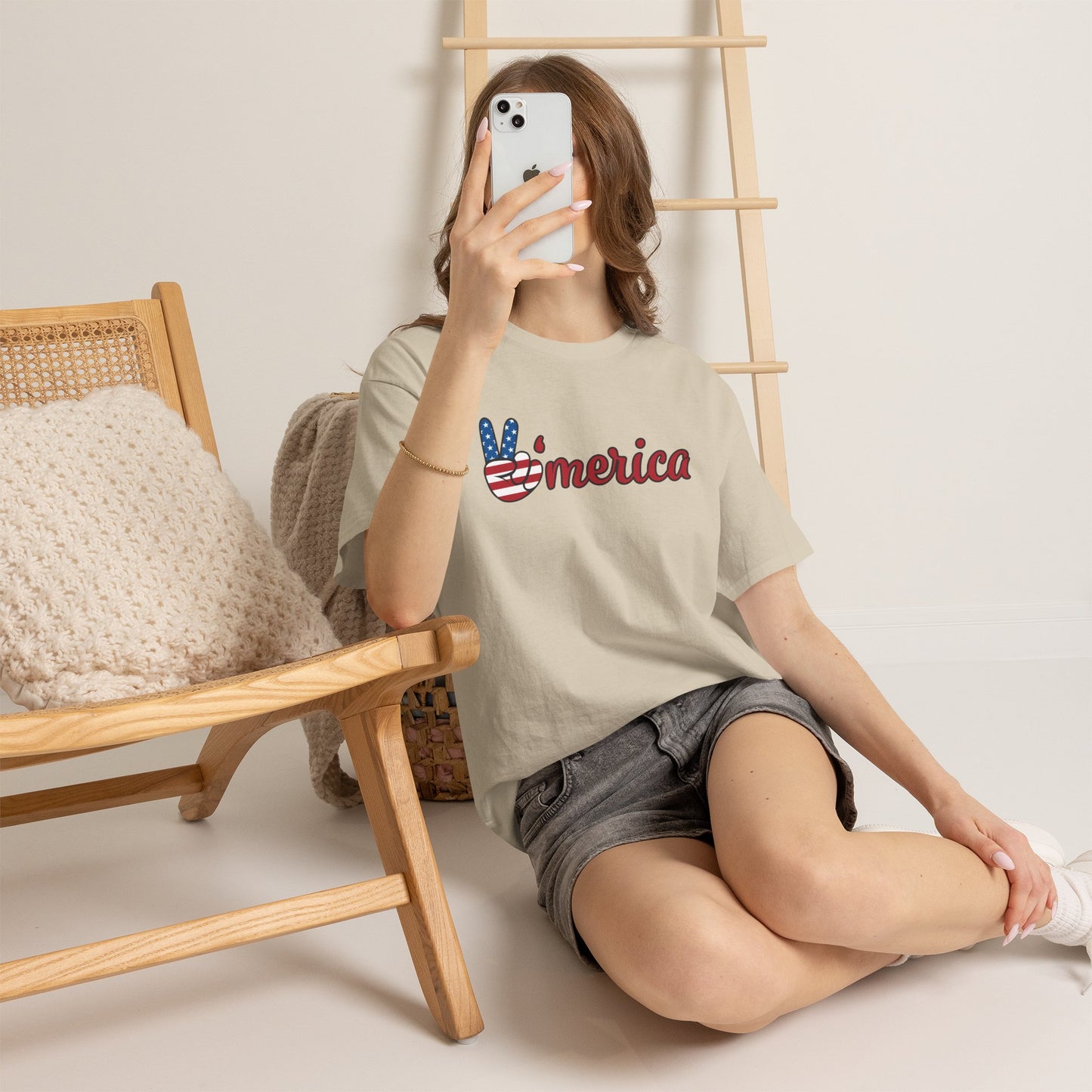 'Merica Peace Sign T-Shirt – Patriotic USA Flag Graphic Tee for 4th of July