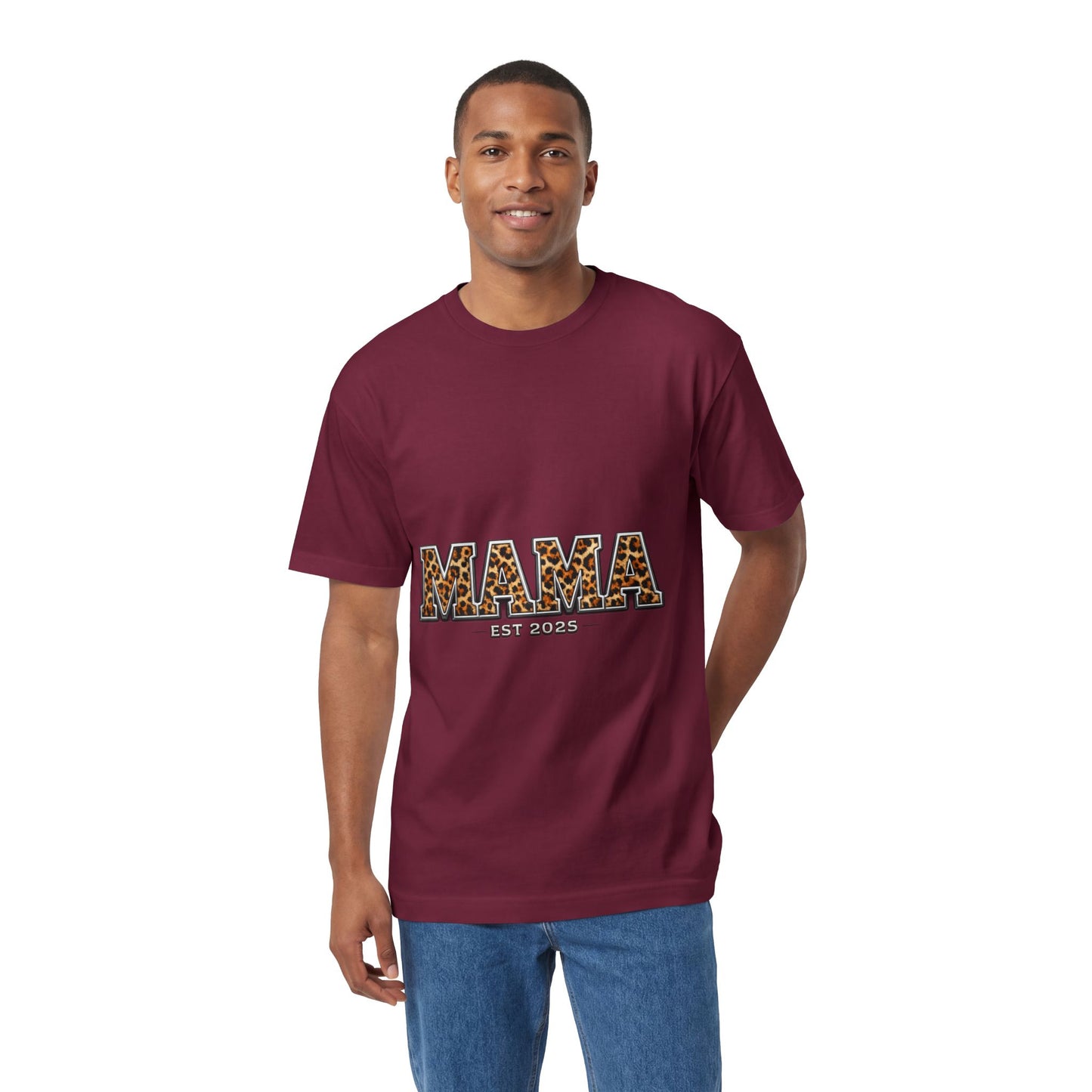 Mama Leopard Print Tee — "MAMA" Est. 1985 Graphic Shirt
