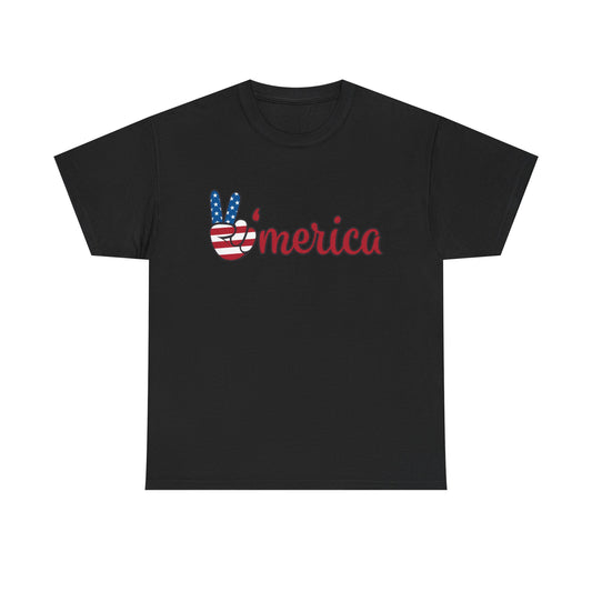 'Merica Peace Sign T-Shirt – Patriotic USA Flag Graphic Tee for 4th of July