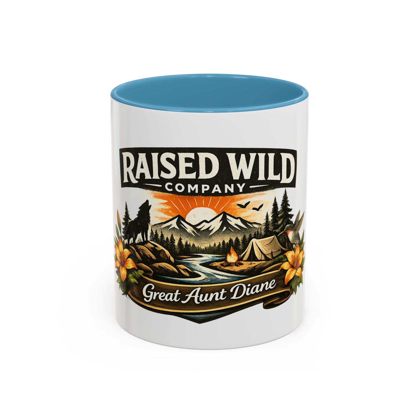Raised Wild Company Camping Coffee Mug – Personalized “Great Aunt Diane” Gift