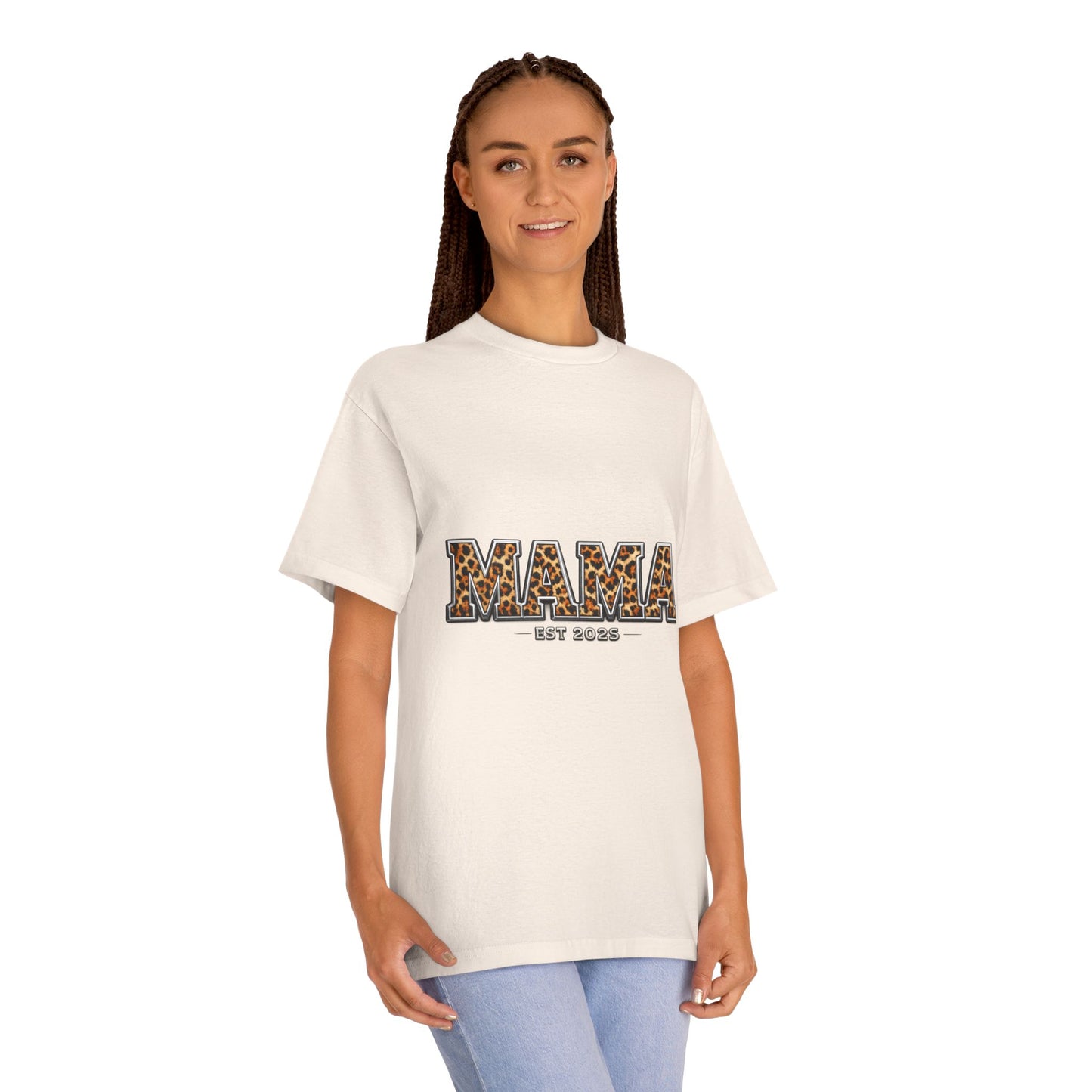 Mama Leopard Print Tee — "MAMA" Est. 1985 Graphic Shirt