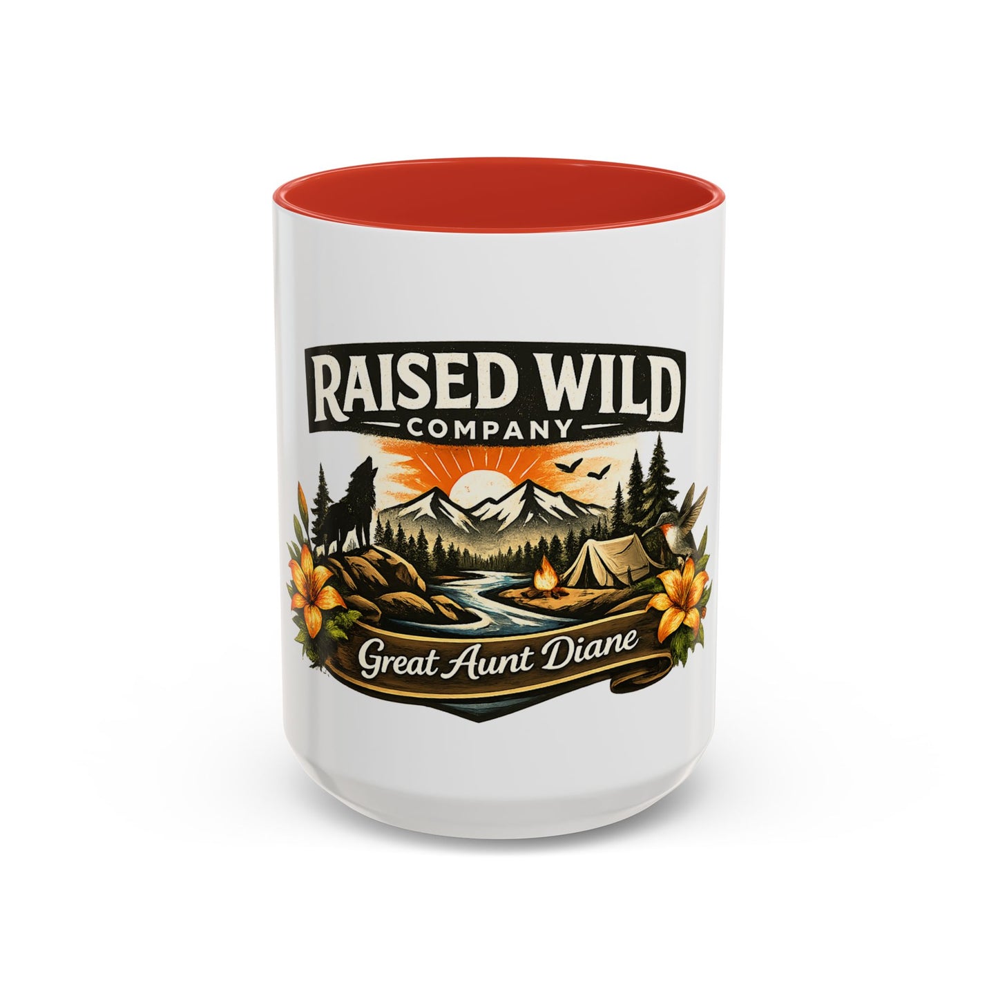 Raised Wild Company Camping Coffee Mug – Personalized “Great Aunt Diane” Gift