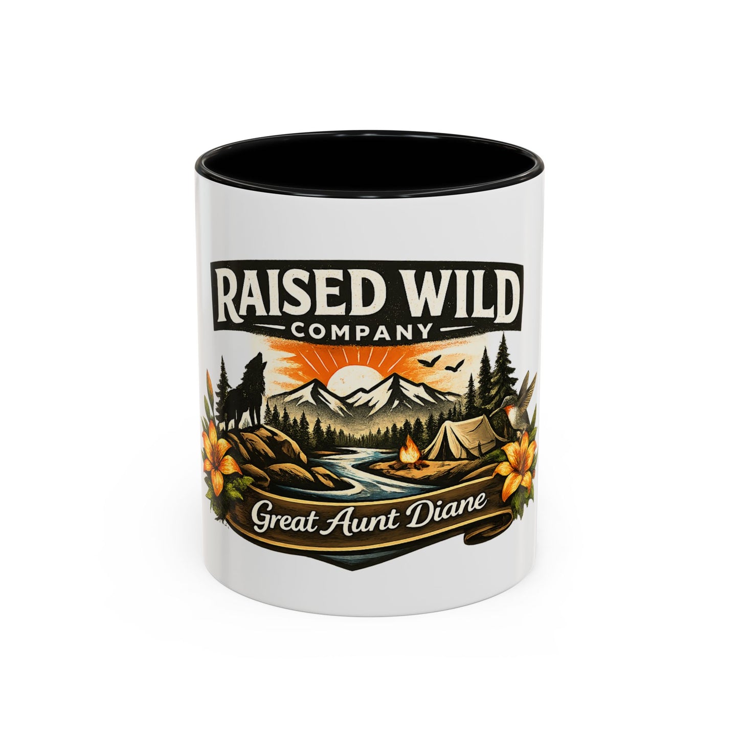 Raised Wild Company Camping Coffee Mug – Personalized “Great Aunt Diane” Gift