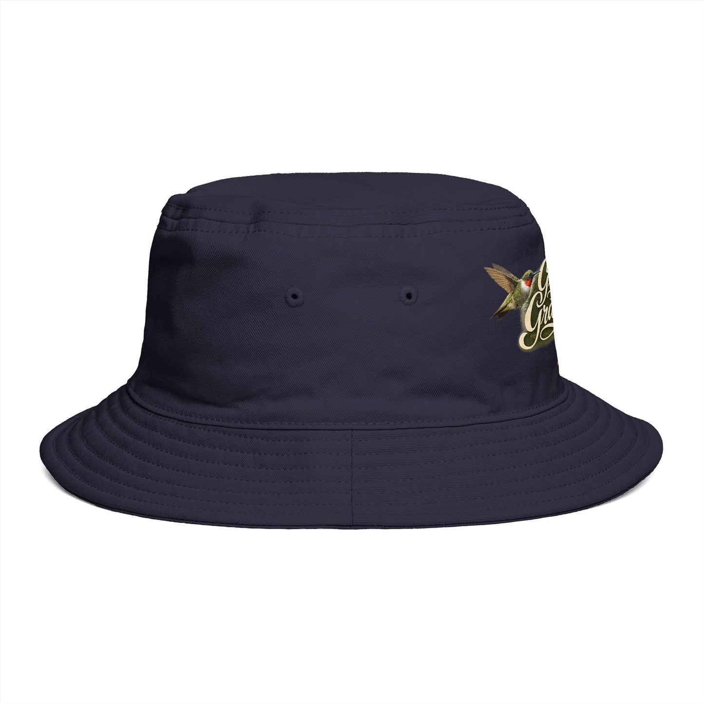 Great Grandma Floral Bucket Hat — Vintage Hummingbird & Lily Gift
