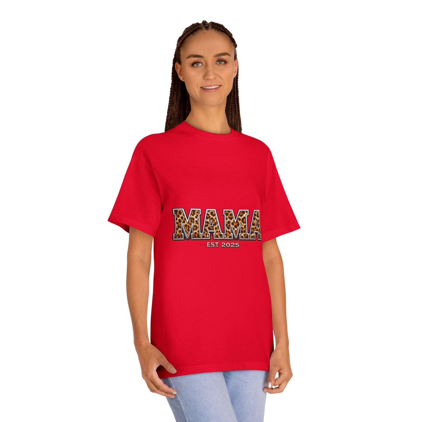 Mama Leopard Print Tee — "MAMA" Est. 1985 Graphic Shirt