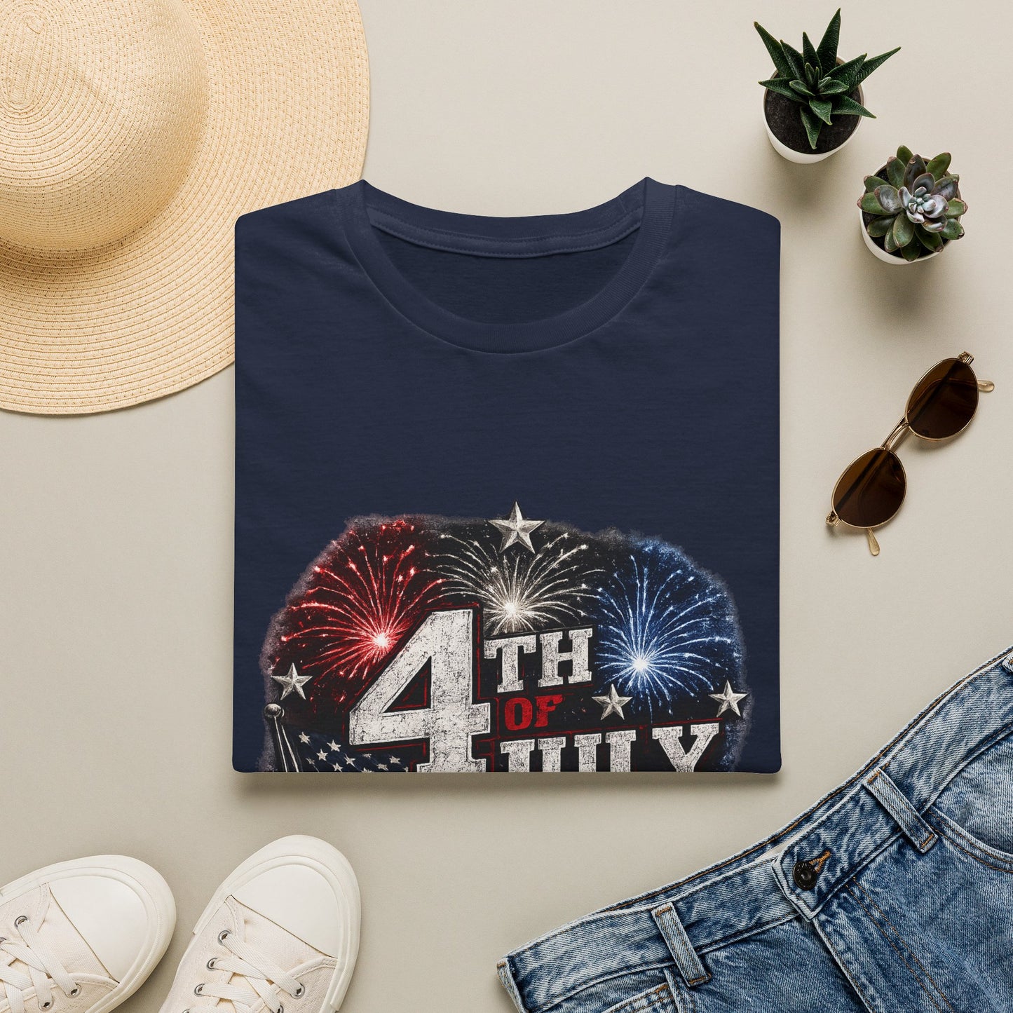 4th of July USA T-Shirt — Patriotic Fireworks Tee
