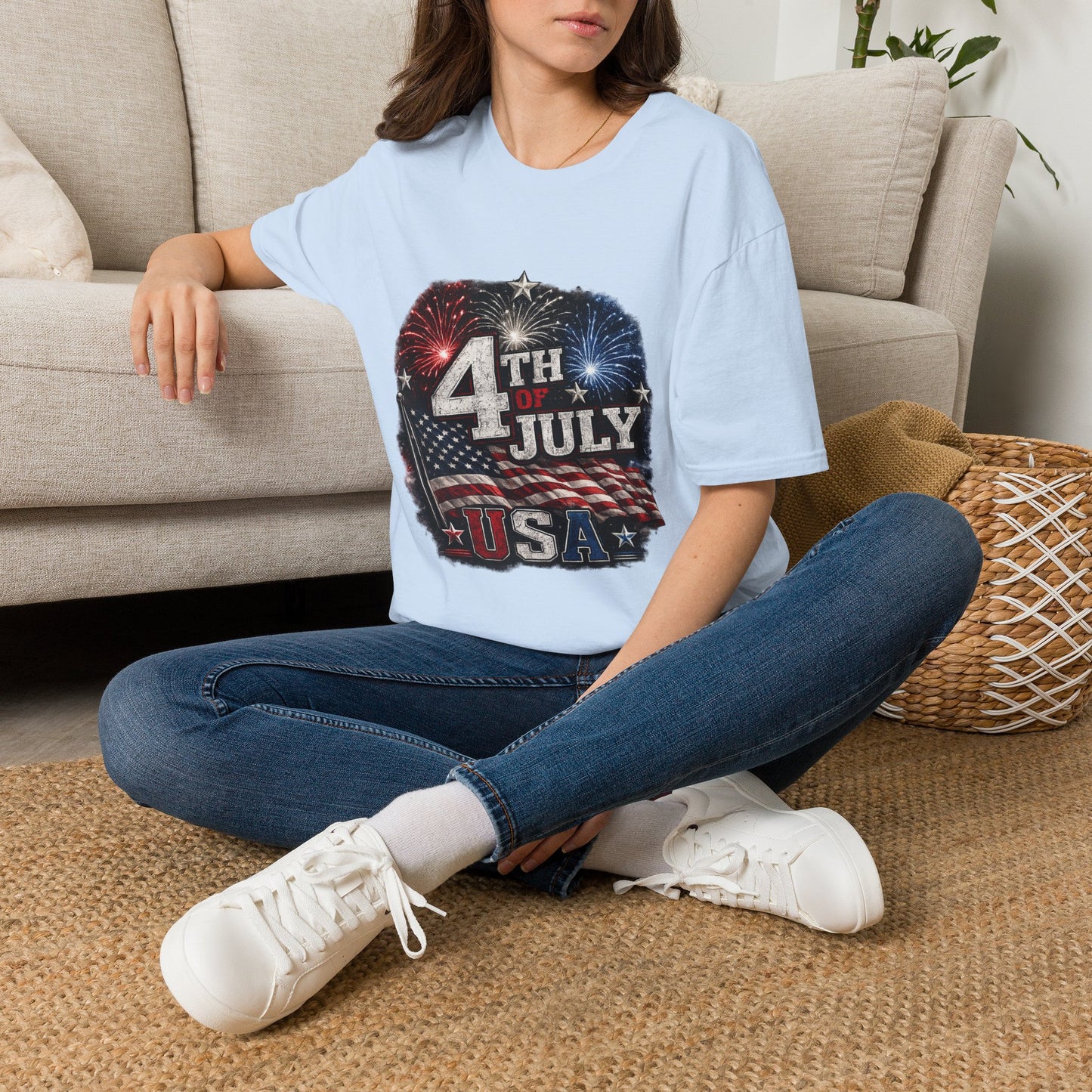 4th of July USA T-Shirt — Patriotic Fireworks Tee