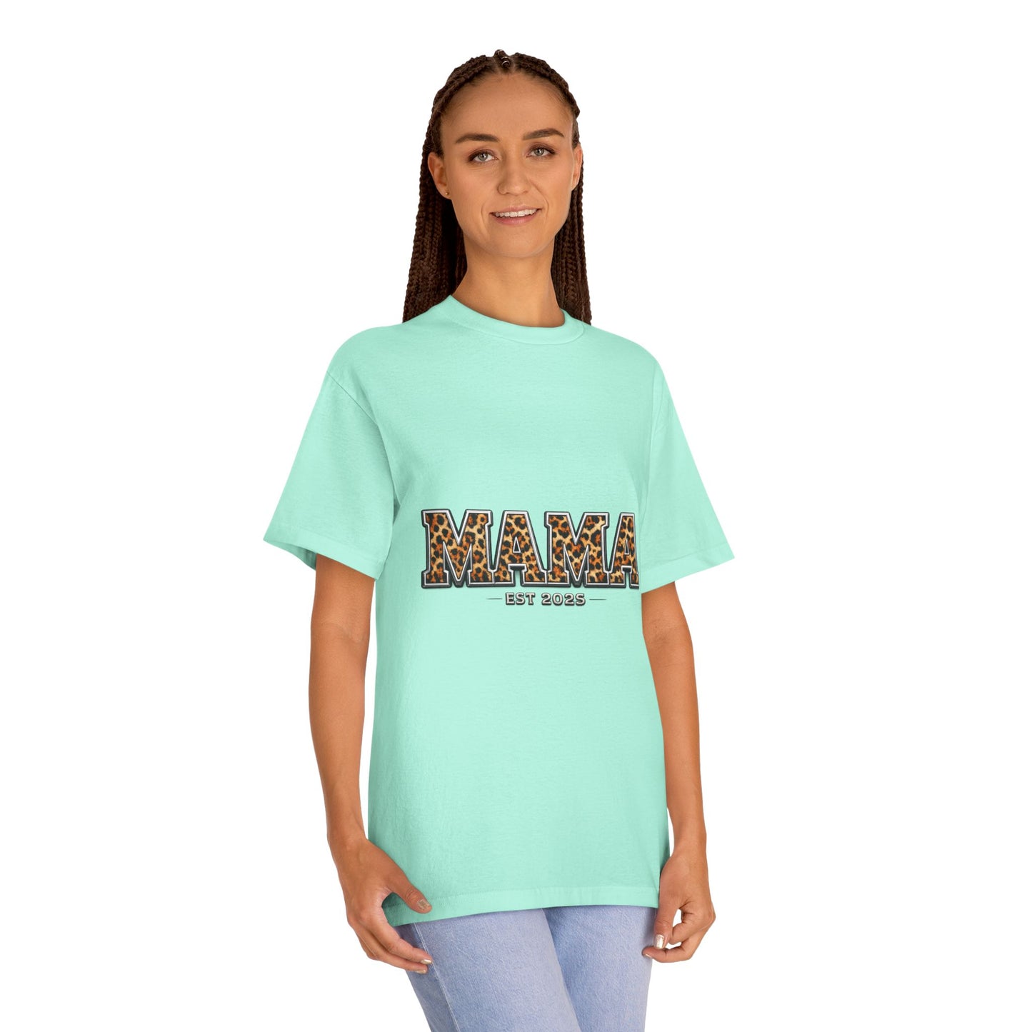 Mama Leopard Print Tee — "MAMA" Est. 1985 Graphic Shirt