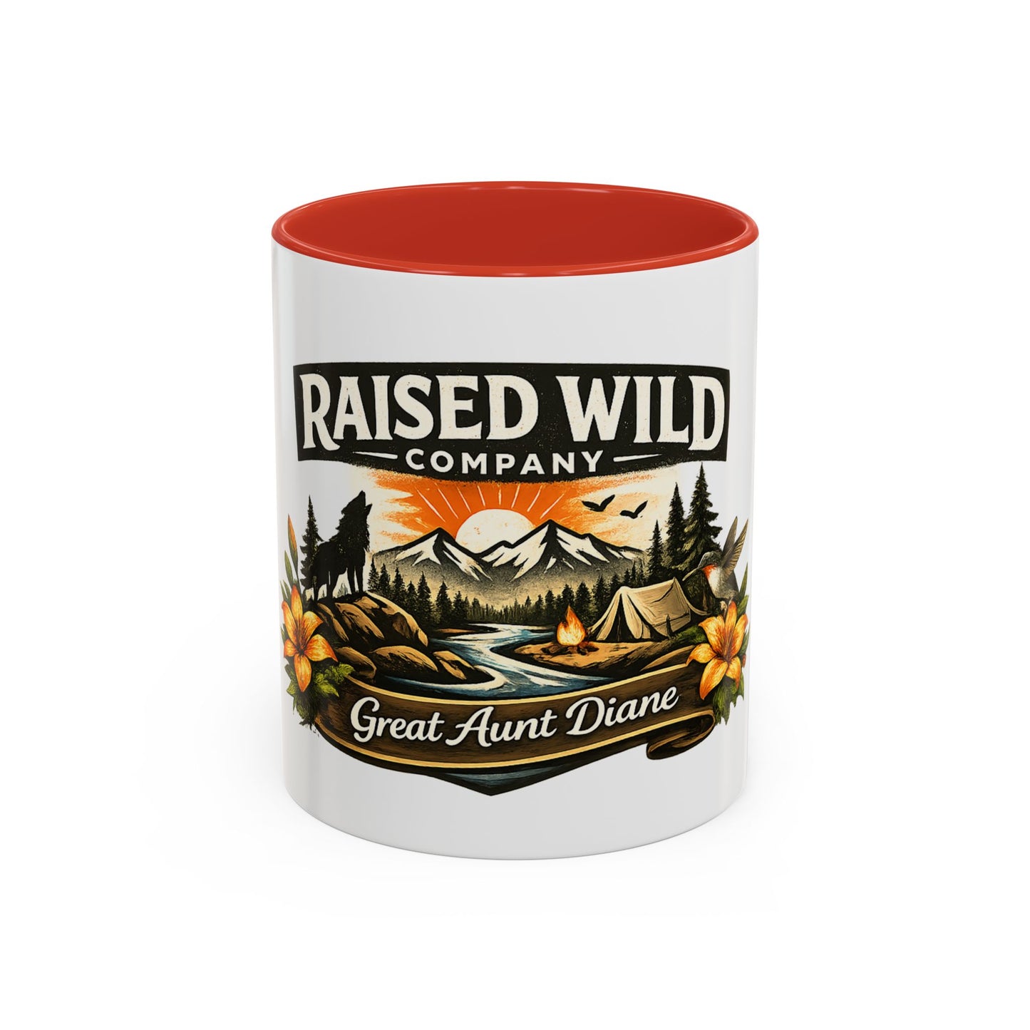 Raised Wild Company Camping Coffee Mug – Personalized “Great Aunt Diane” Gift