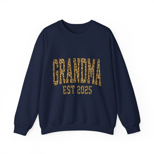Grandma Est. 2025 Leopard Print Crewneck Sweatshirt