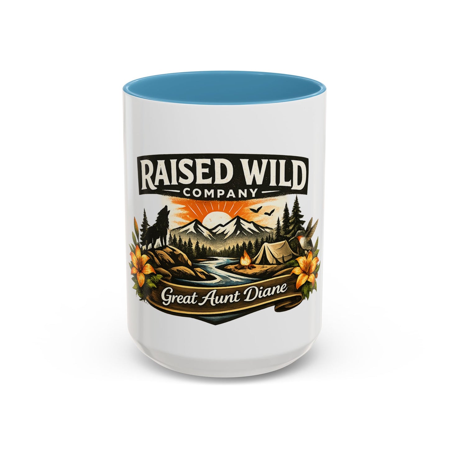 Raised Wild Company Camping Coffee Mug – Personalized “Great Aunt Diane” Gift