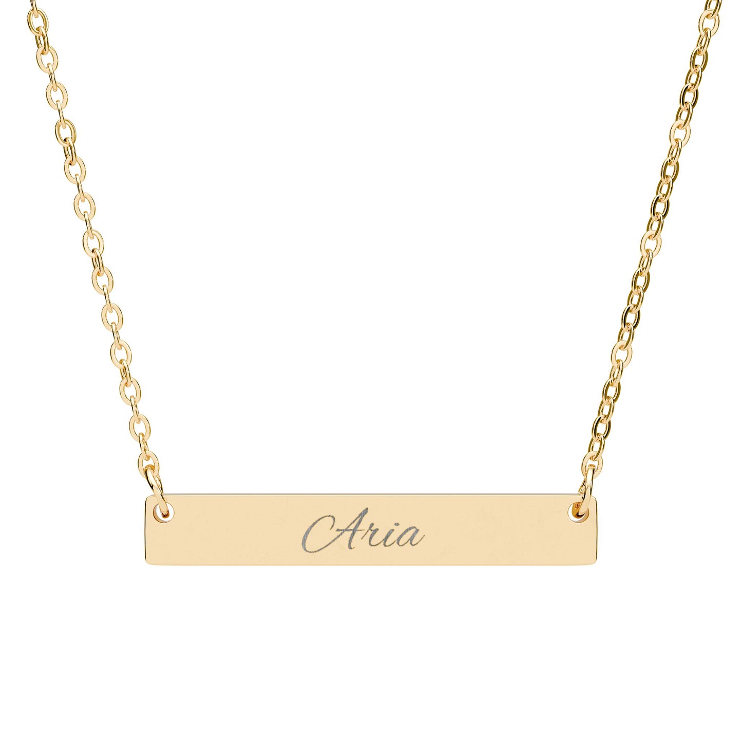 Engravable Horizontal Bar Necklace — Personalized Name Pendant