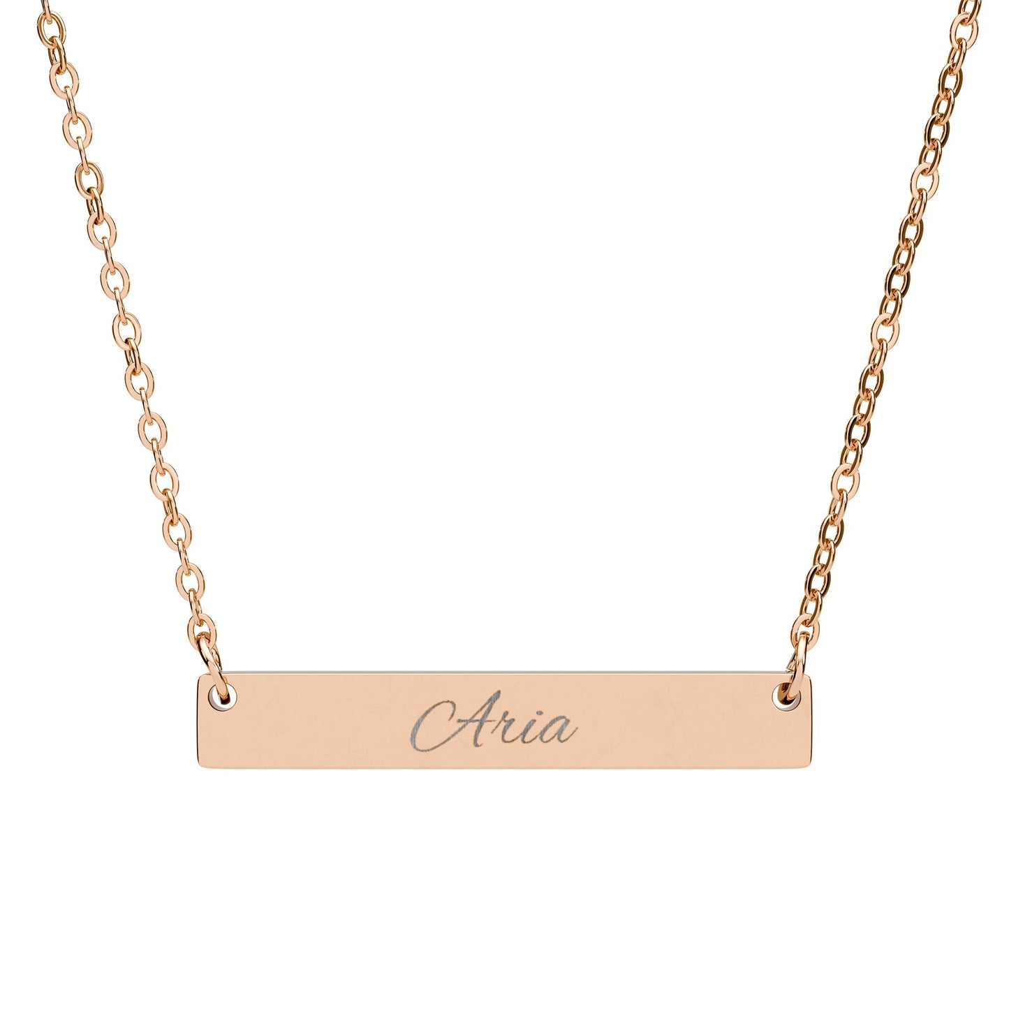 Engravable Horizontal Bar Necklace — Personalized Name Pendant