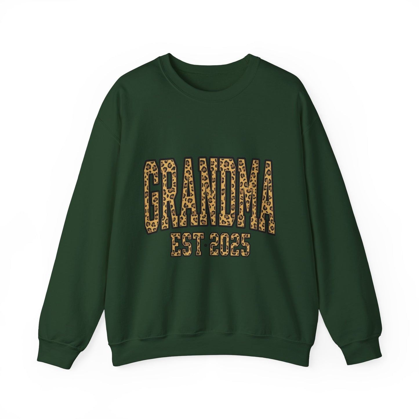 Grandma Est. 2025 Leopard Print Crewneck Sweatshirt