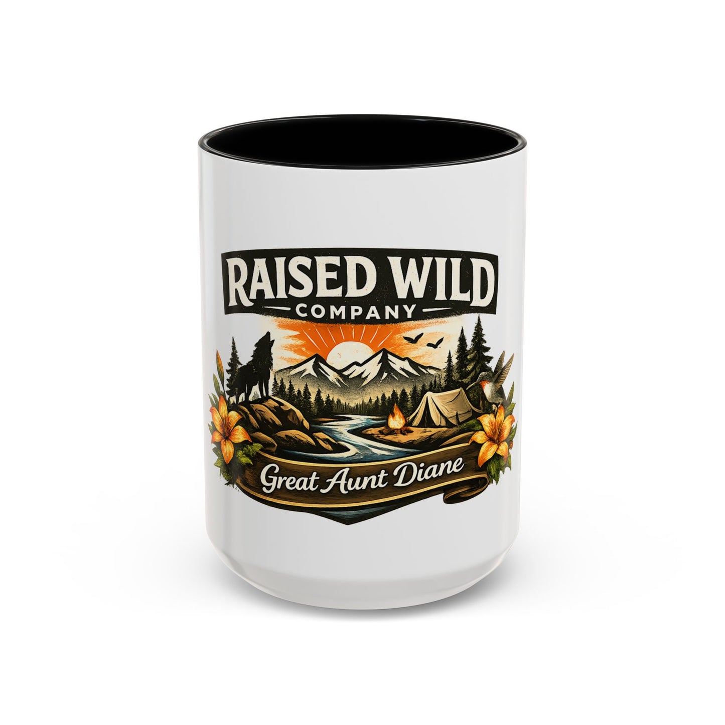 Raised Wild Company Camping Coffee Mug – Personalized “Great Aunt Diane” Gift