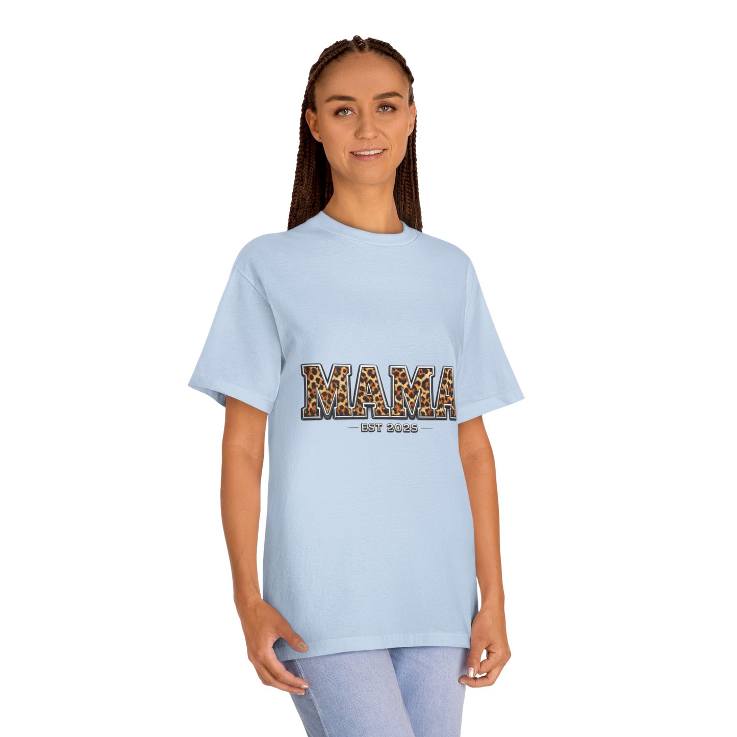 Mama Leopard Print Tee — "MAMA" Est. 1985 Graphic Shirt