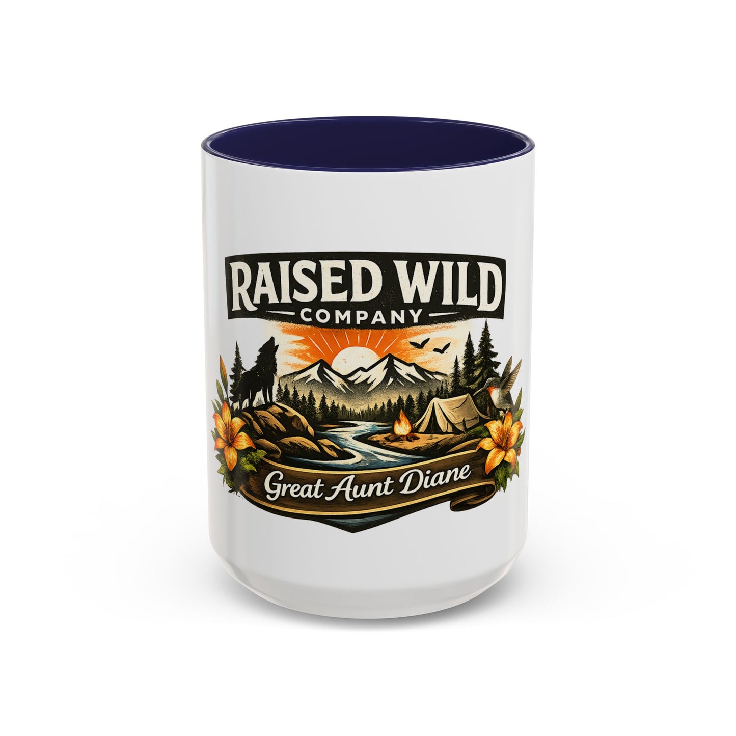 Raised Wild Company Camping Coffee Mug – Personalized “Great Aunt Diane” Gift