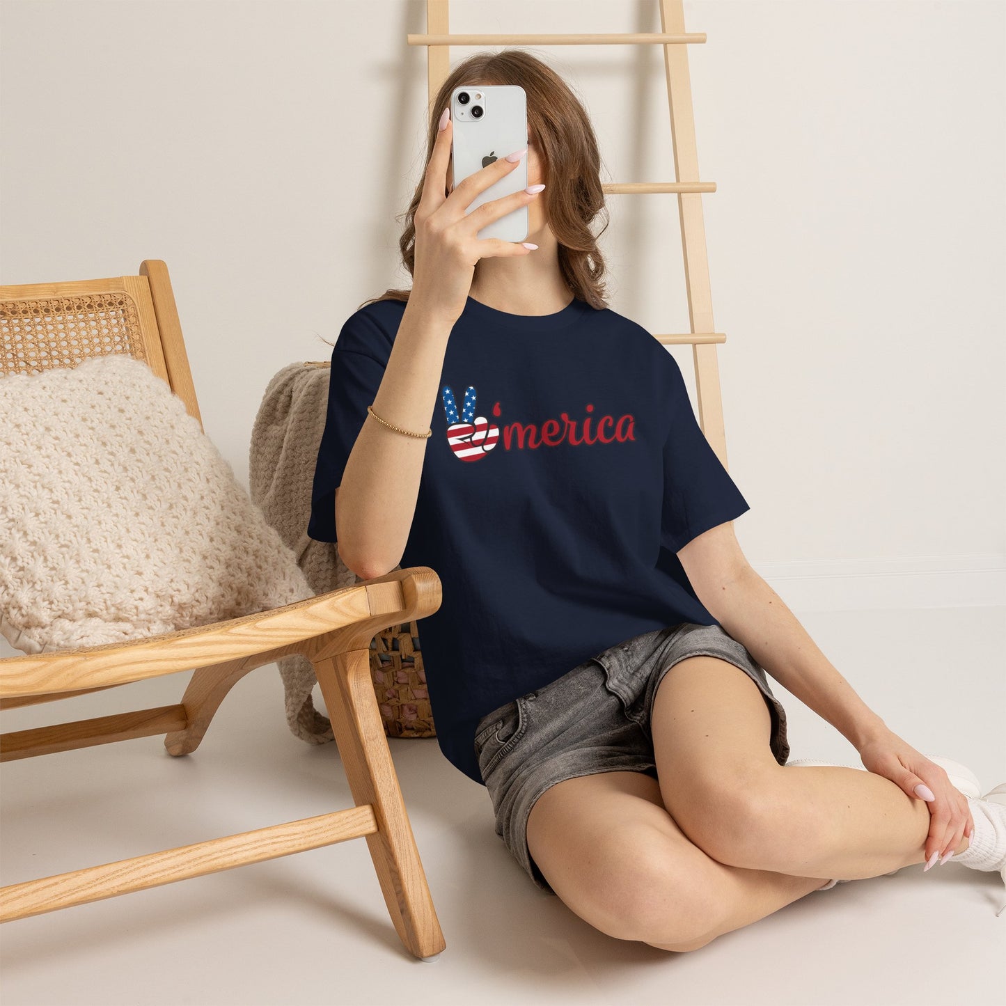 'Merica Peace Sign T-Shirt – Patriotic USA Flag Graphic Tee for 4th of July