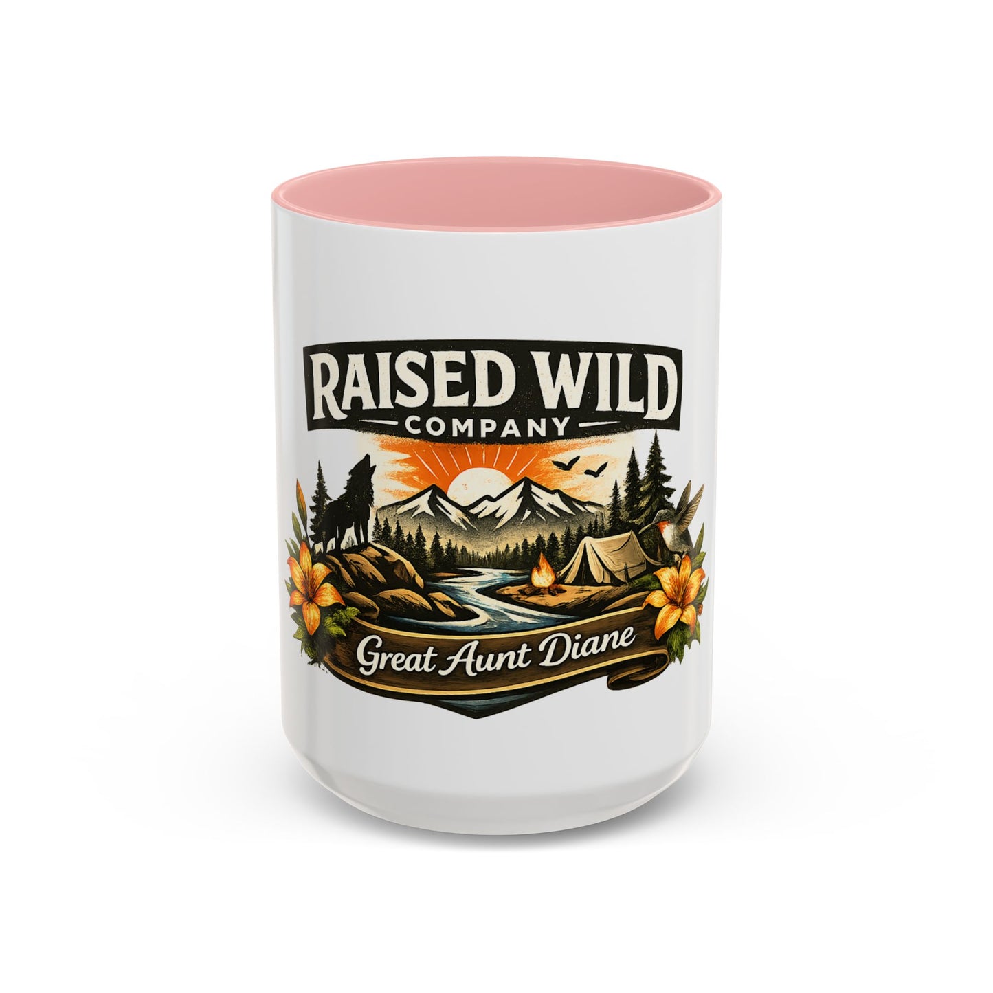 Raised Wild Company Camping Coffee Mug – Personalized “Great Aunt Diane” Gift