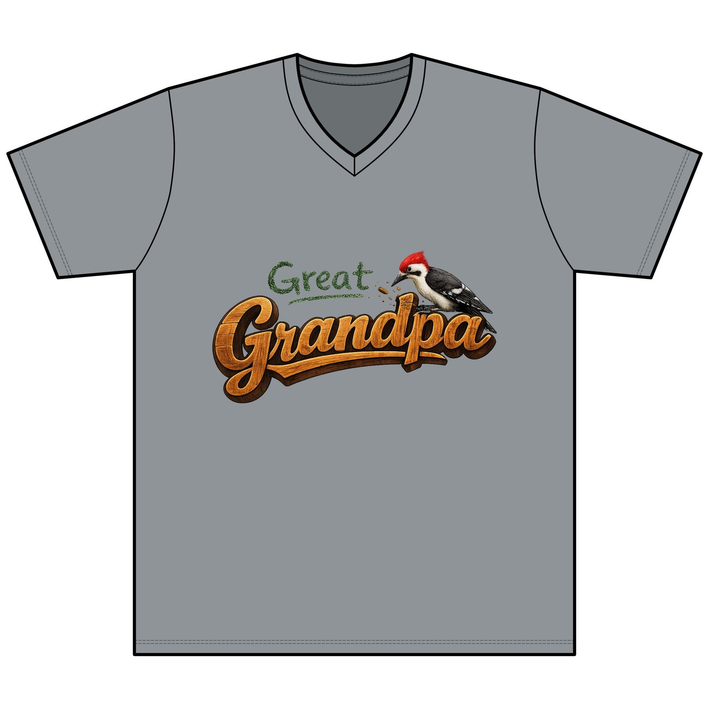 Great Grandpa V-Neck Tee — Woodpecker Graphic Gifts for Grandfather