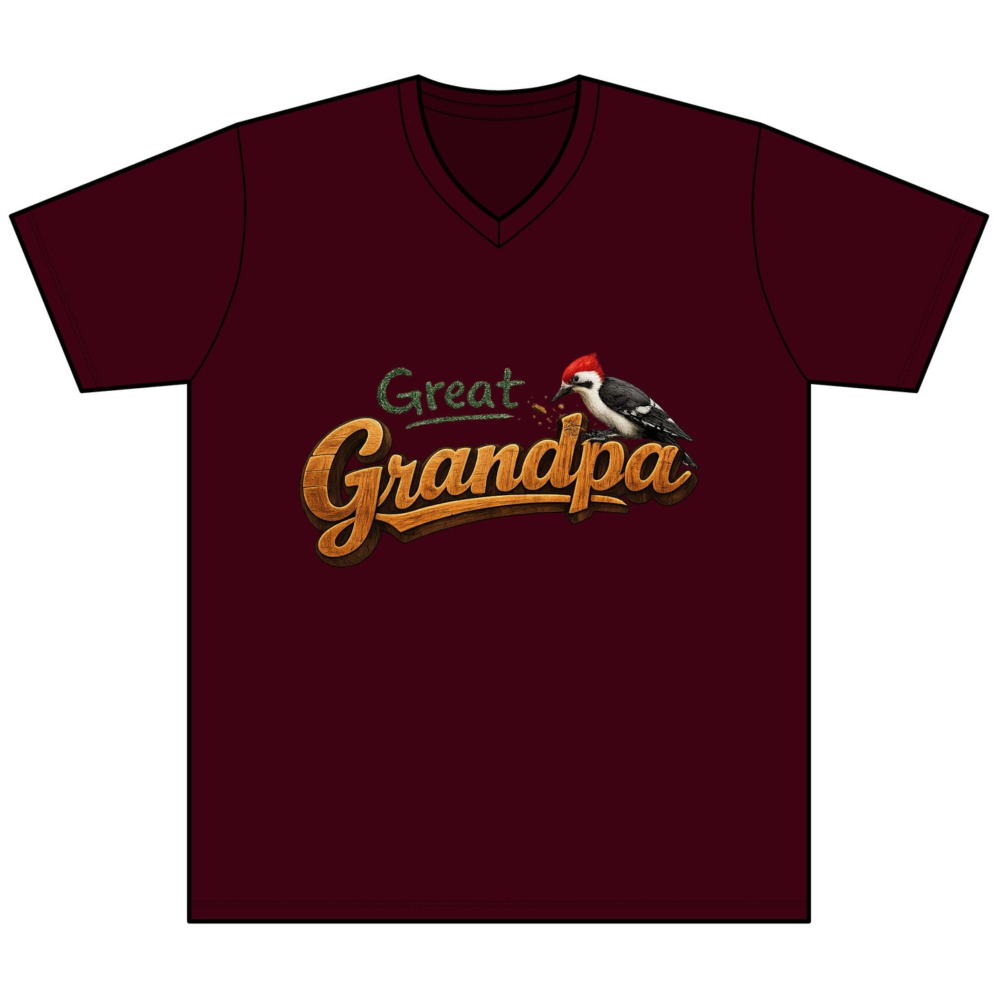 Great Grandpa V-Neck Tee — Woodpecker Graphic Gifts for Grandfather