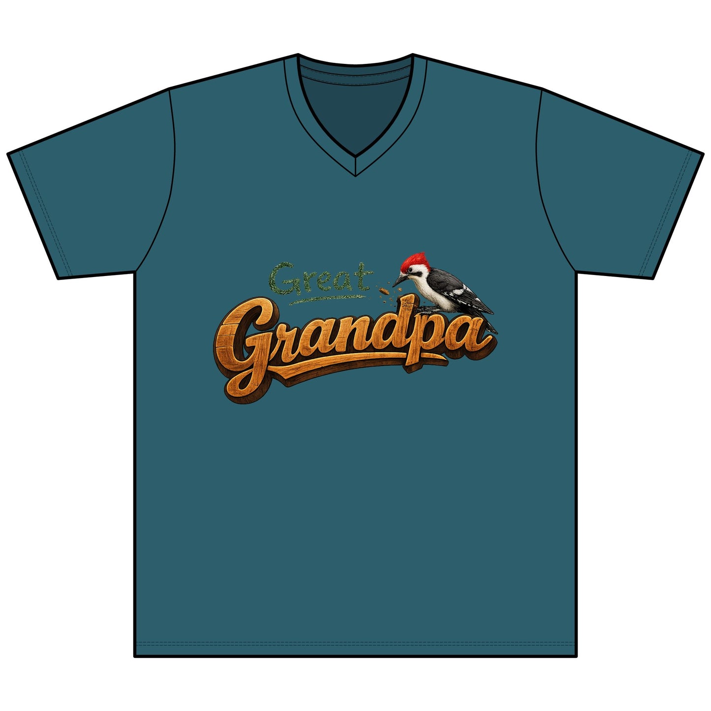 Great Grandpa V-Neck Tee — Woodpecker Graphic Gifts for Grandfather