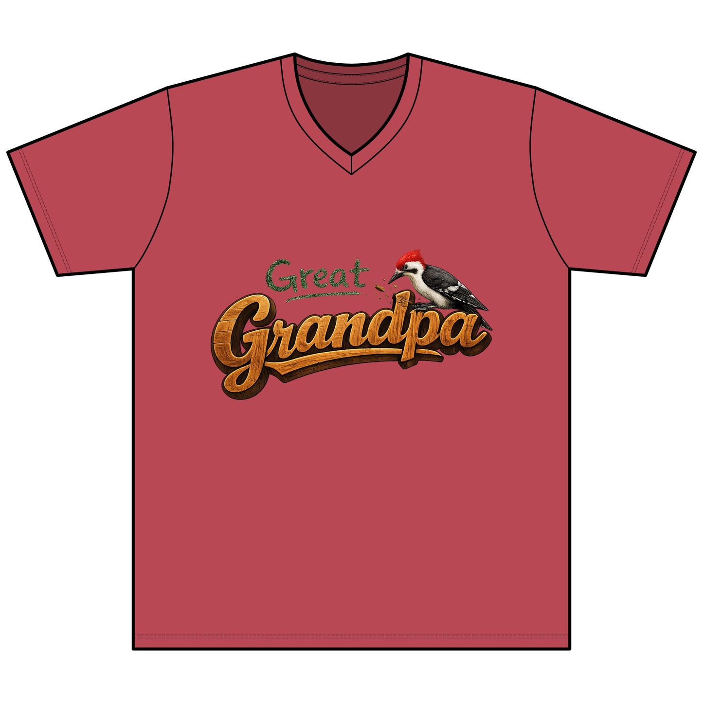 Great Grandpa V-Neck Tee — Woodpecker Graphic Gifts for Grandfather