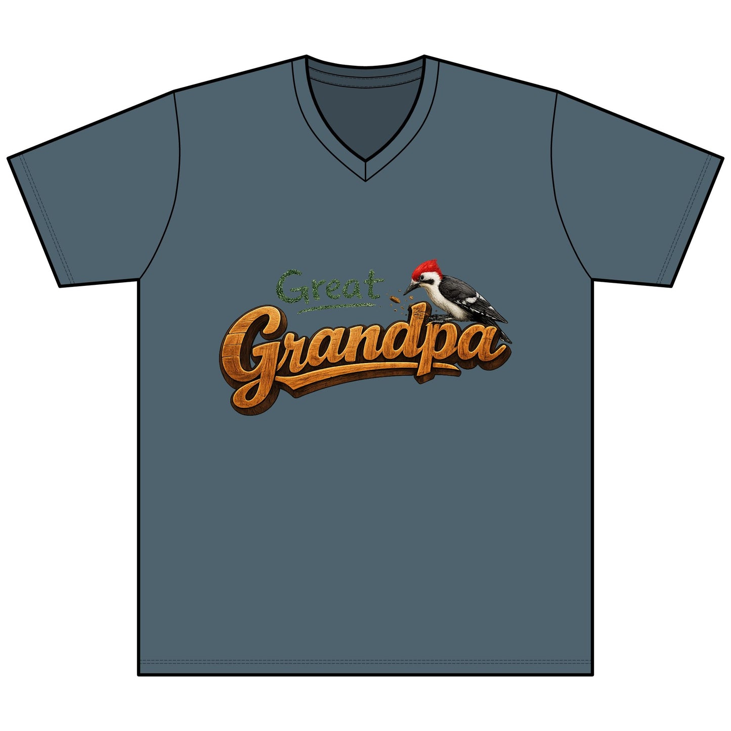 Great Grandpa V-Neck Tee — Woodpecker Graphic Gifts for Grandfather