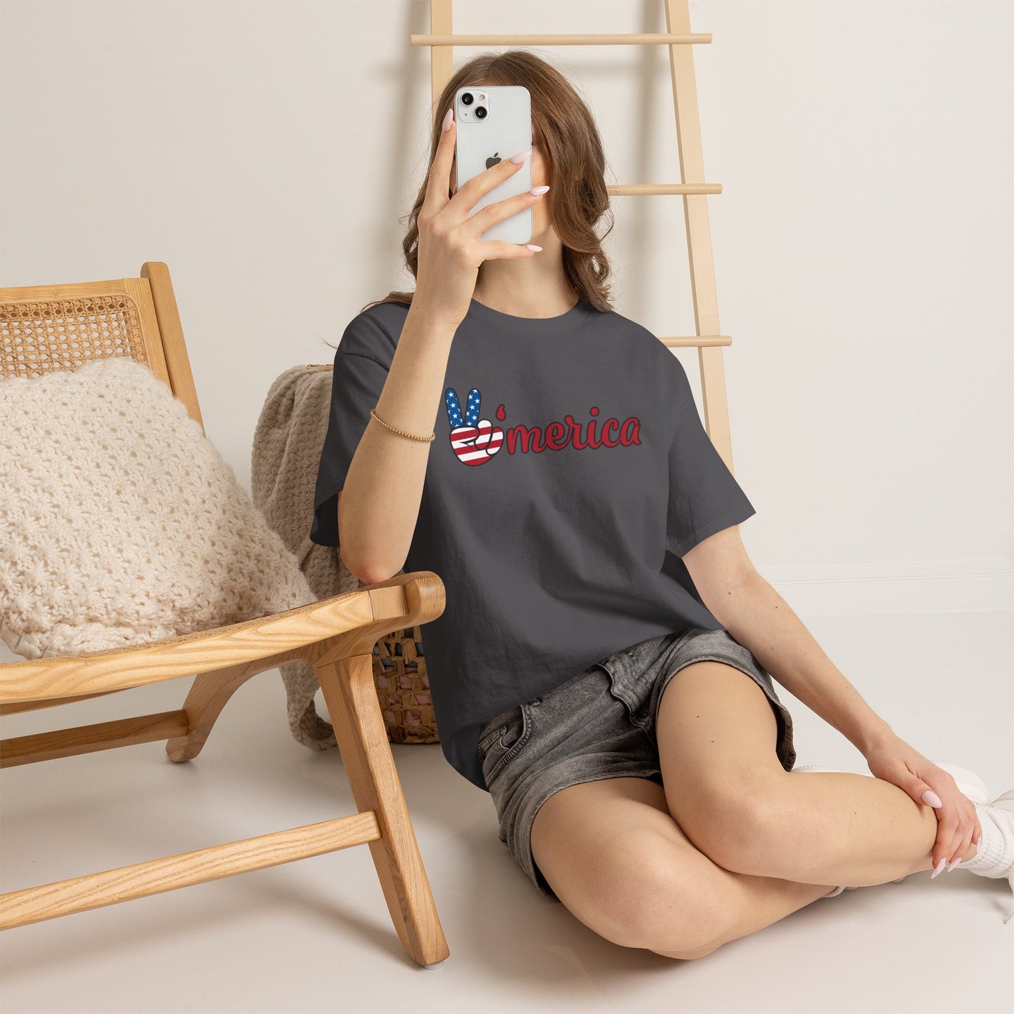 'Merica Peace Sign T-Shirt – Patriotic USA Flag Graphic Tee for 4th of July