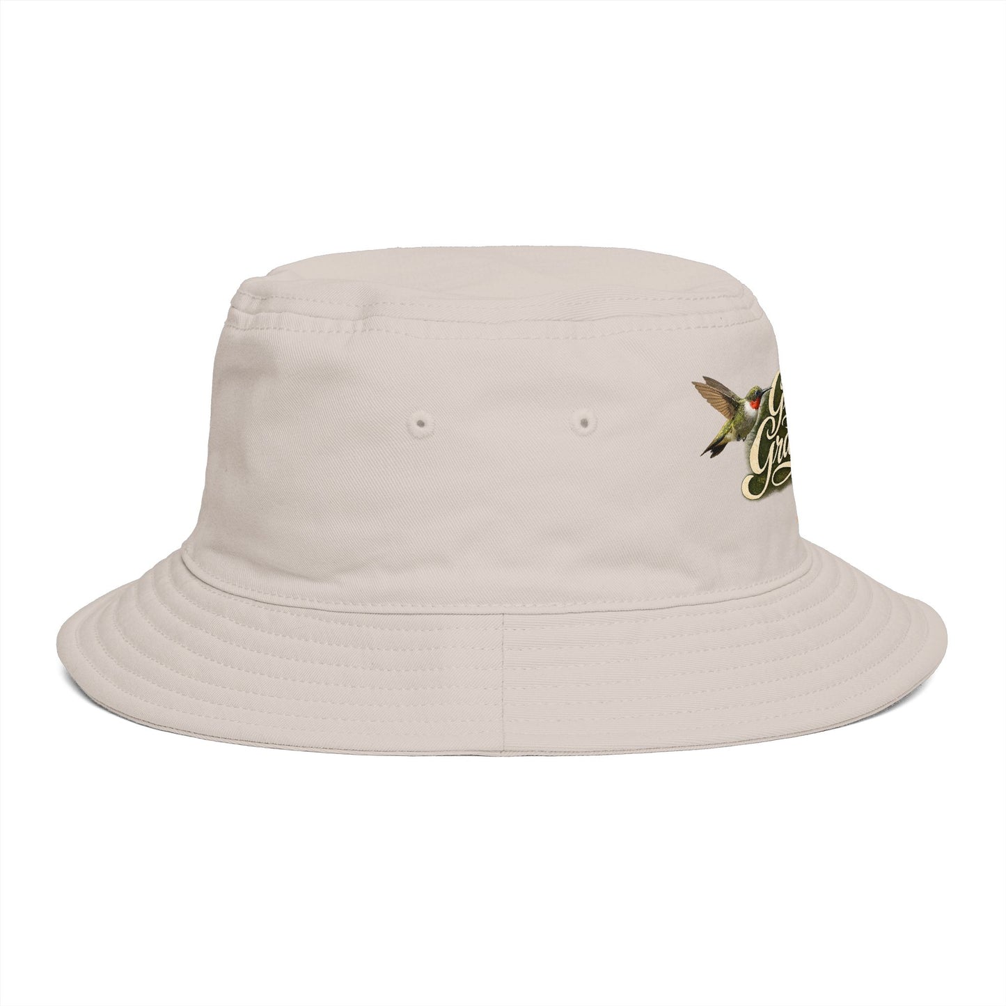 Great Grandma Floral Bucket Hat — Vintage Hummingbird & Lily Gift