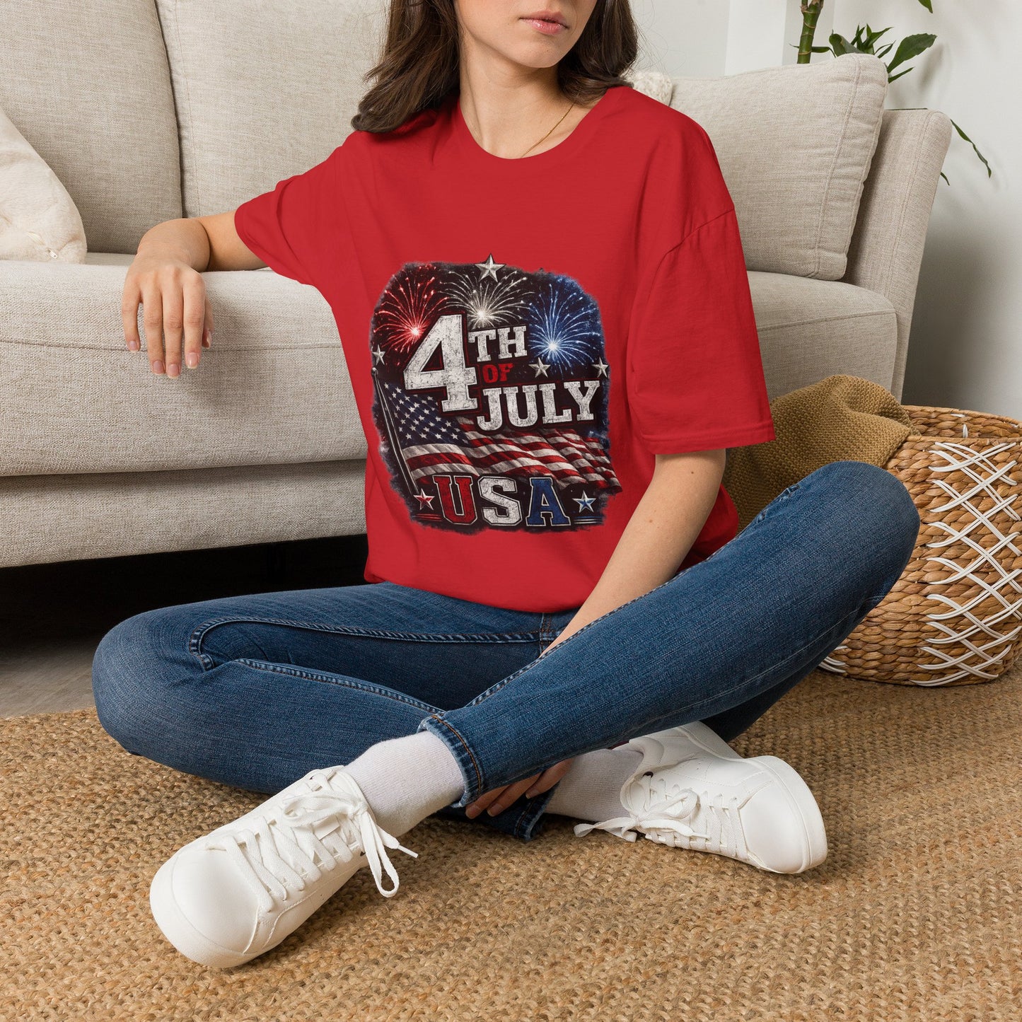 4th of July USA T-Shirt — Patriotic Fireworks Tee