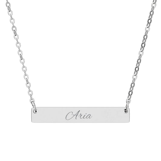 Engravable Horizontal Bar Necklace — Personalized Name Pendant