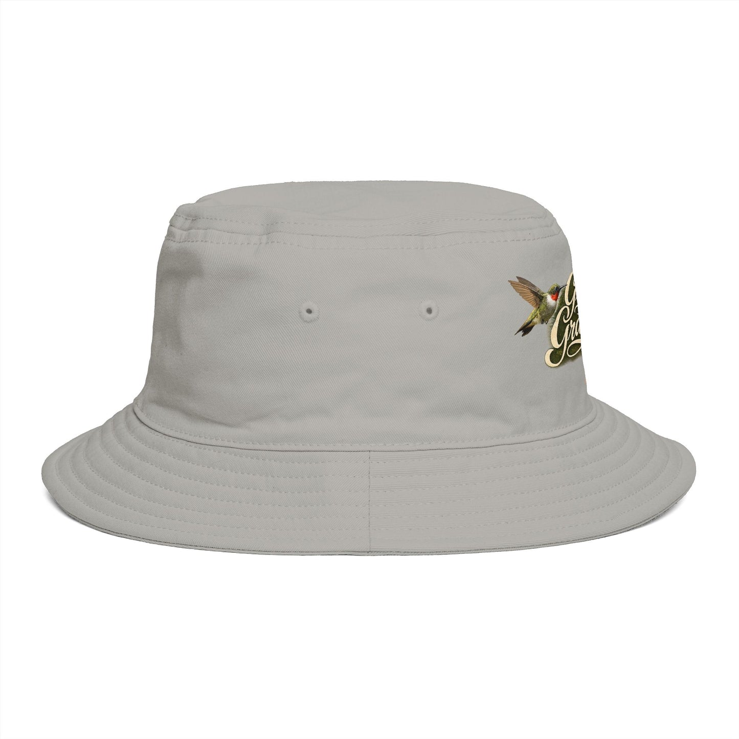 Great Grandma Floral Bucket Hat — Vintage Hummingbird & Lily Gift