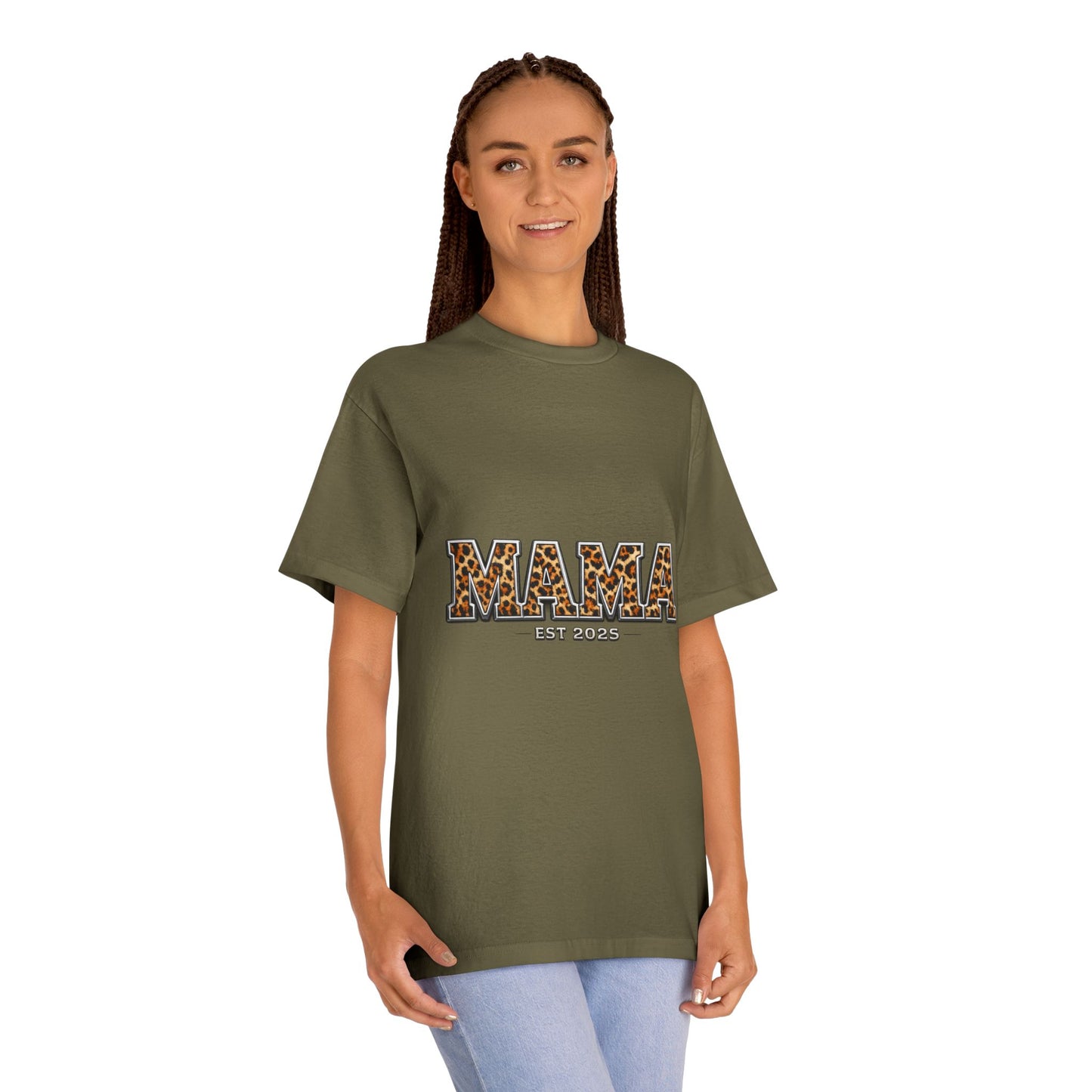 Mama Leopard Print Tee — "MAMA" Est. 1985 Graphic Shirt