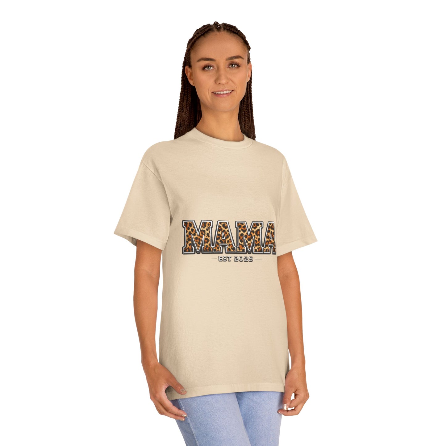 Mama Leopard Print Tee — "MAMA" Est. 1985 Graphic Shirt