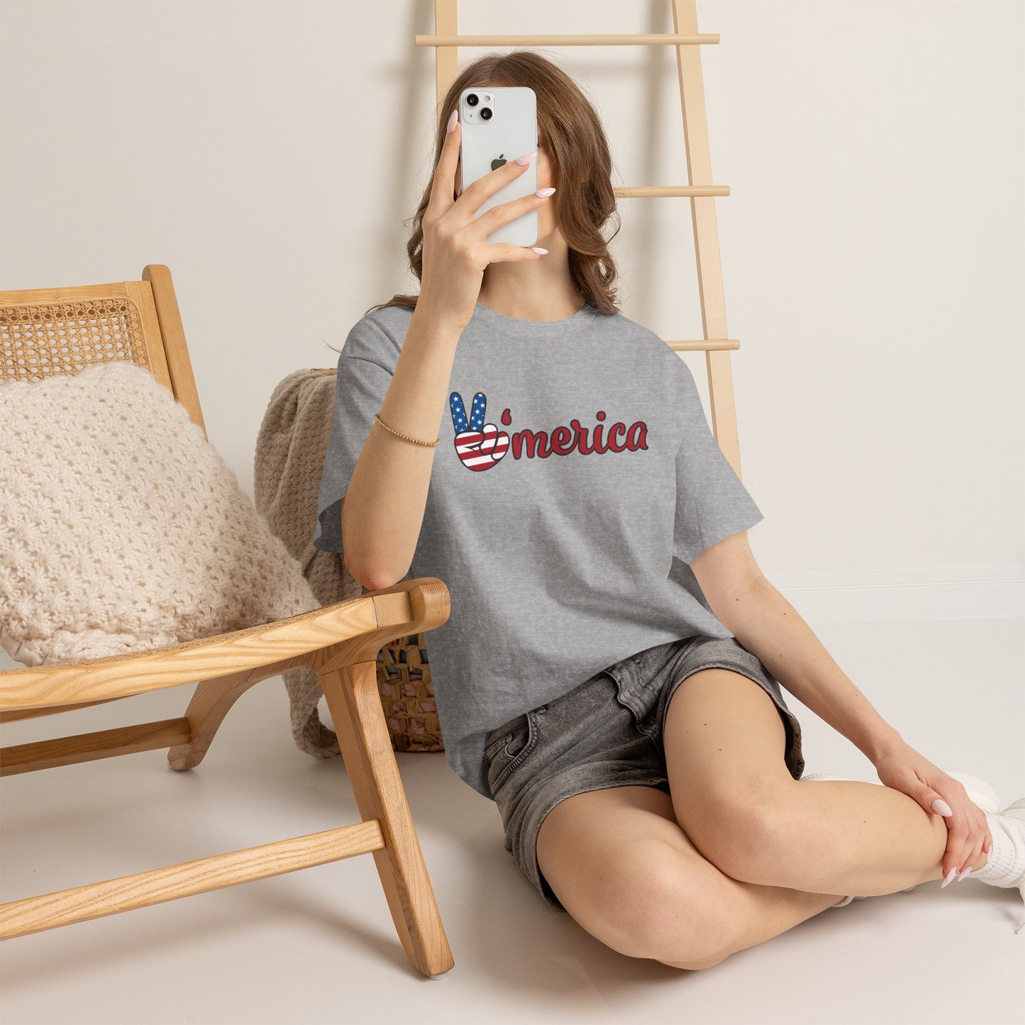 'Merica Peace Sign T-Shirt – Patriotic USA Flag Graphic Tee for 4th of July