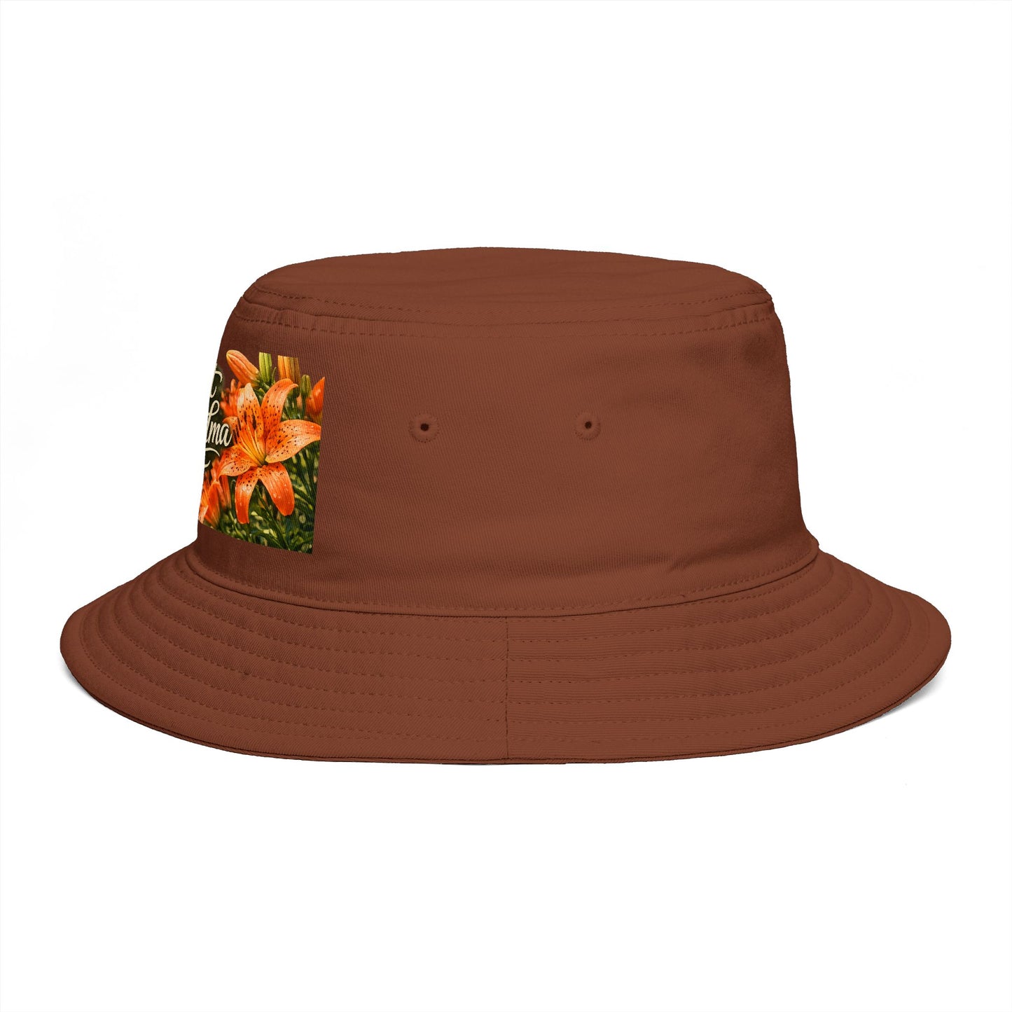 Great Grandma Floral Bucket Hat — Vintage Hummingbird & Lily Gift